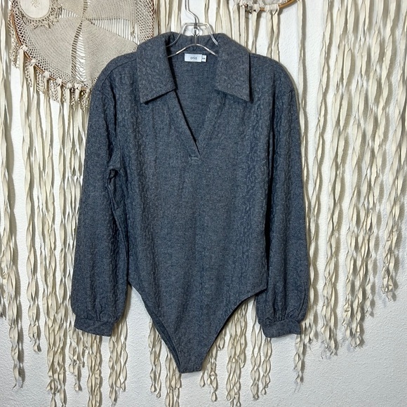 ONIA Gray Polo Long Sleeve Bodysuit Size M - Picture 7 of 16